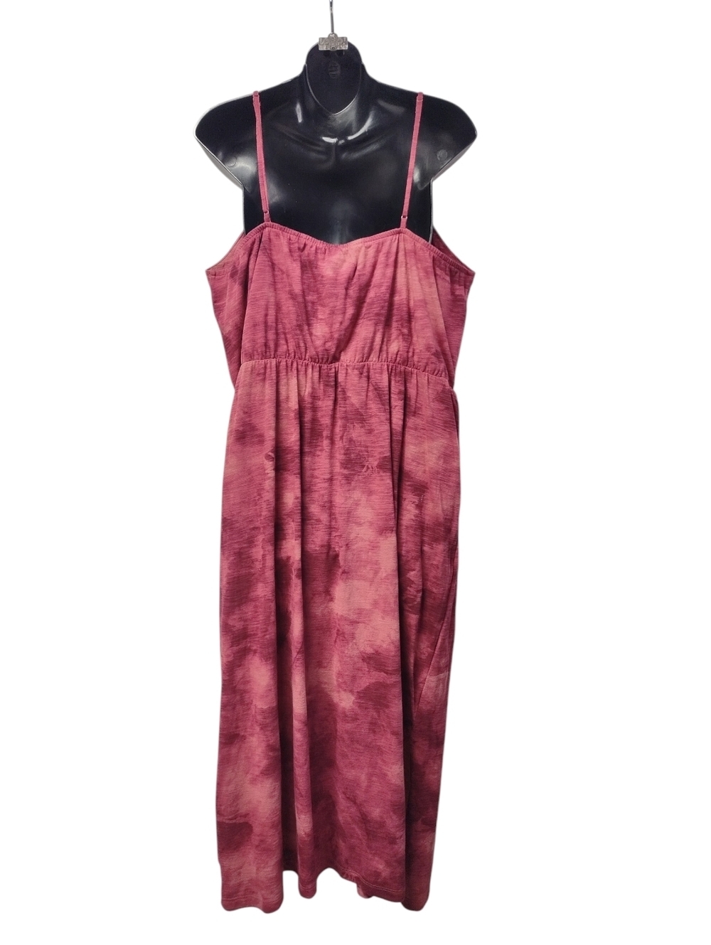 Old Navy XL Tie Dye Red Midi Sundress 100% Cotton Spaghetti Strap Dress Slit NWT - Picture 2 of 7